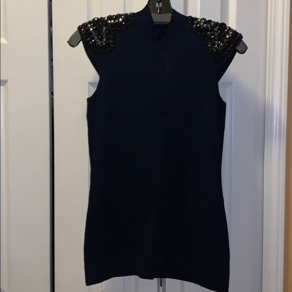Knit blue top w/ jewels embellishments Sz Xs - M